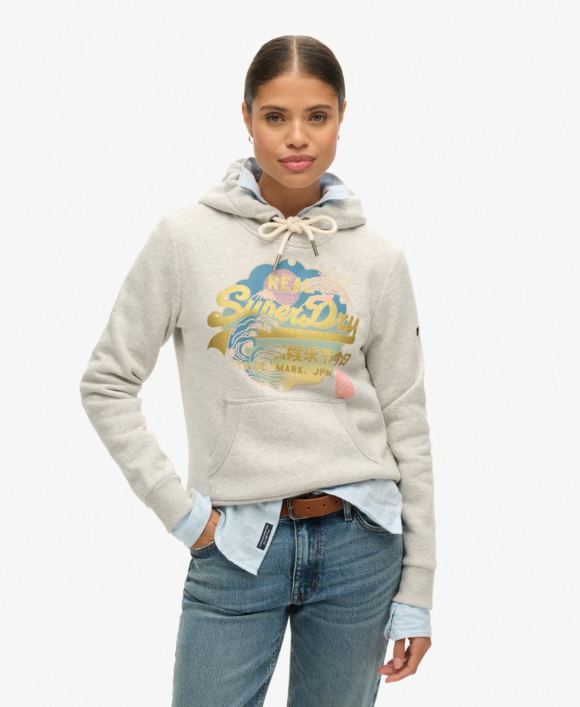 bluza z kapturem vintage logo itago w kolorze glacier grey marl