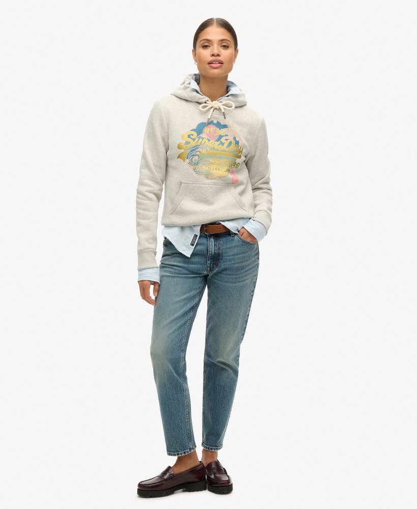 bluza z kapturem vintage logo itago w kolorze glacier grey marl