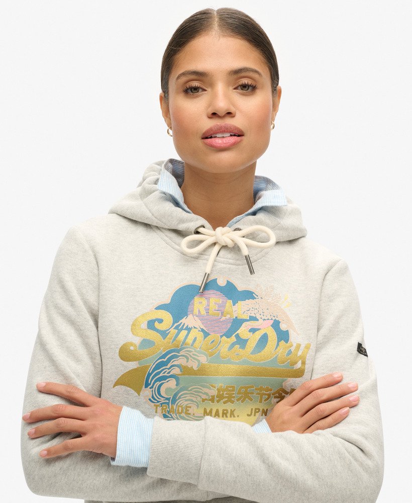 bluza z kapturem vintage logo itago w kolorze glacier grey marl