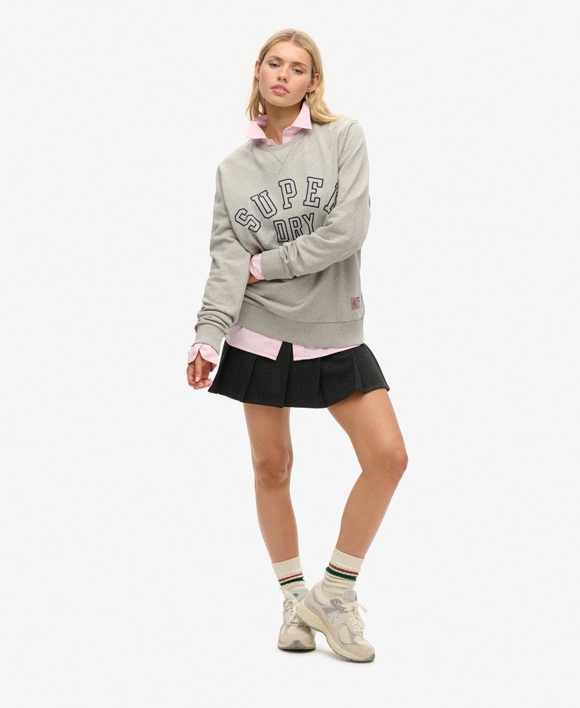 luźna sportowa bluza z nadrukiem w kolorze szarego melanżu