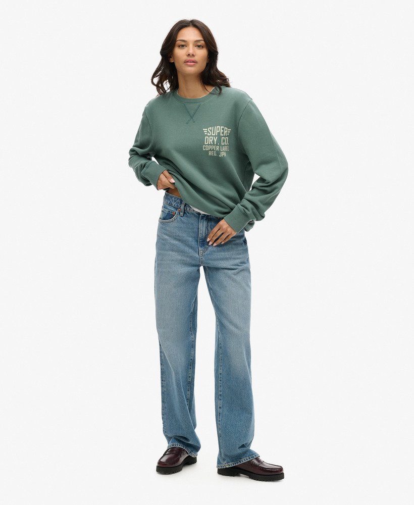 bluza z nadrukiem copper label w rozmiarze oversize w kolorze drius green