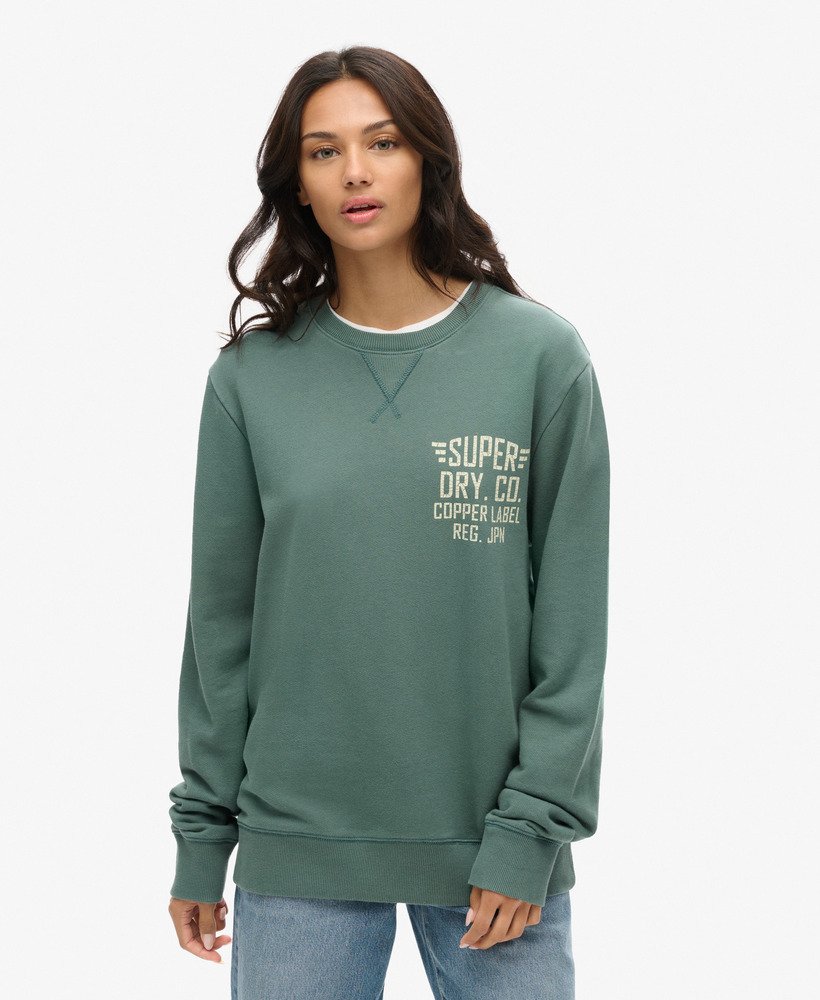 bluza z nadrukiem copper label w rozmiarze oversize w kolorze drius green
