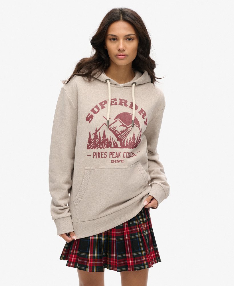 bluza z kapturem oversized outdoor graphic w kolorze lavin beige marl