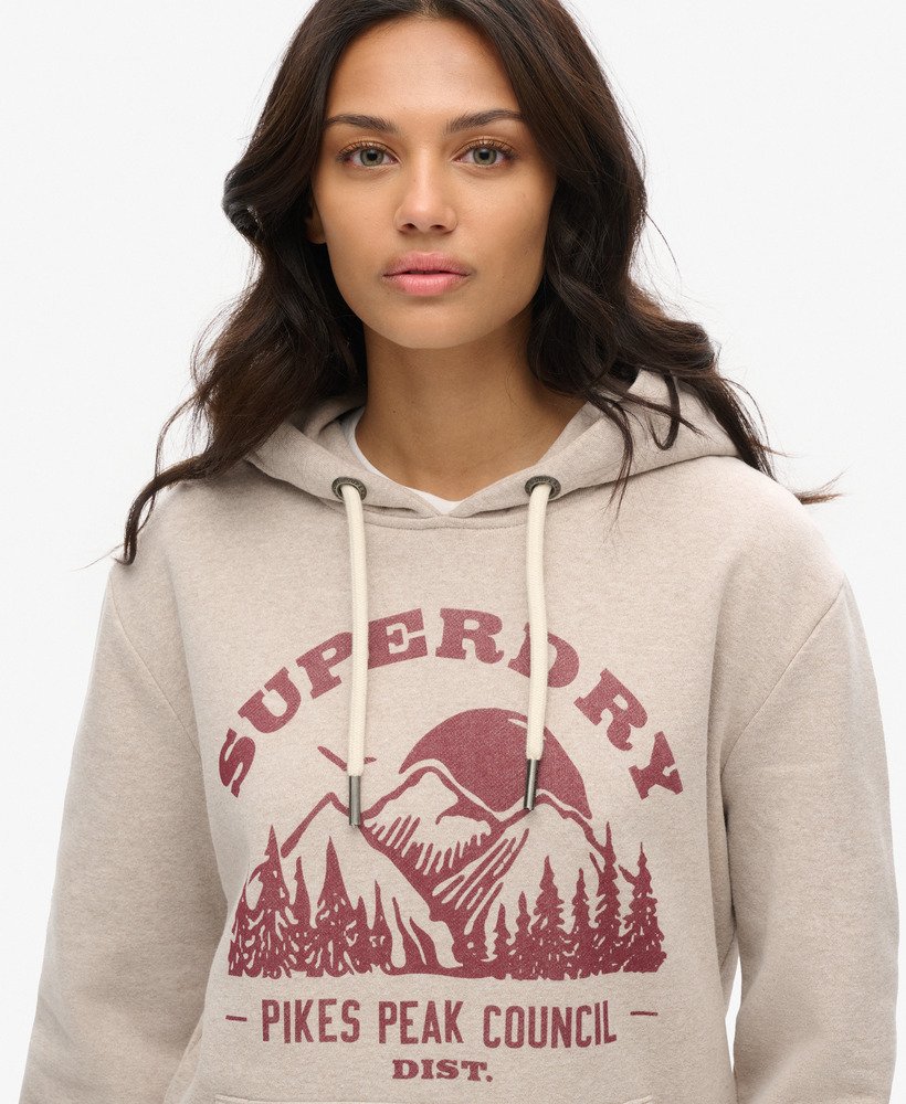 bluza z kapturem oversized outdoor graphic w kolorze lavin beige marl