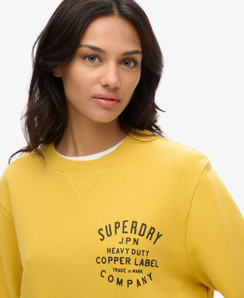 bluza z nadrukiem copper label w dużym rozmiarze w kolorze żółtym pigmentowym