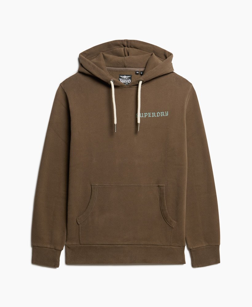 bluza z kapturem z dużym nadrukiem w kolorze ciemnego khaki