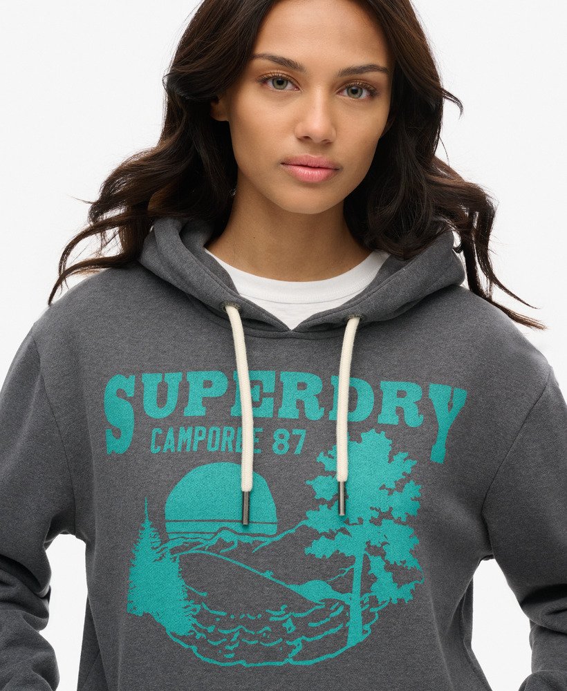 oversizeowa bluza z kapturem z nadrukiem outdoorowym w kolorze granite grey marl