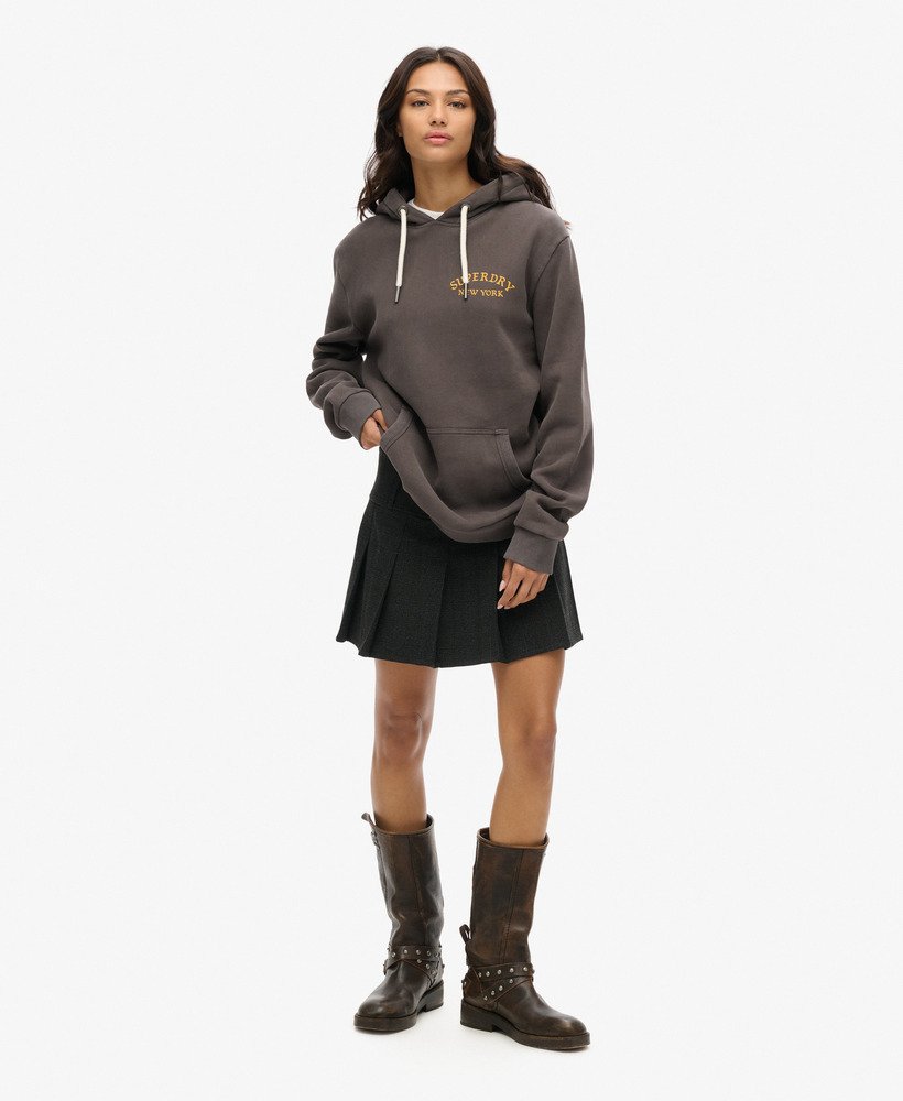 bluza z kapturem oversize z nadrukiem na plecach w kolorze vintage black