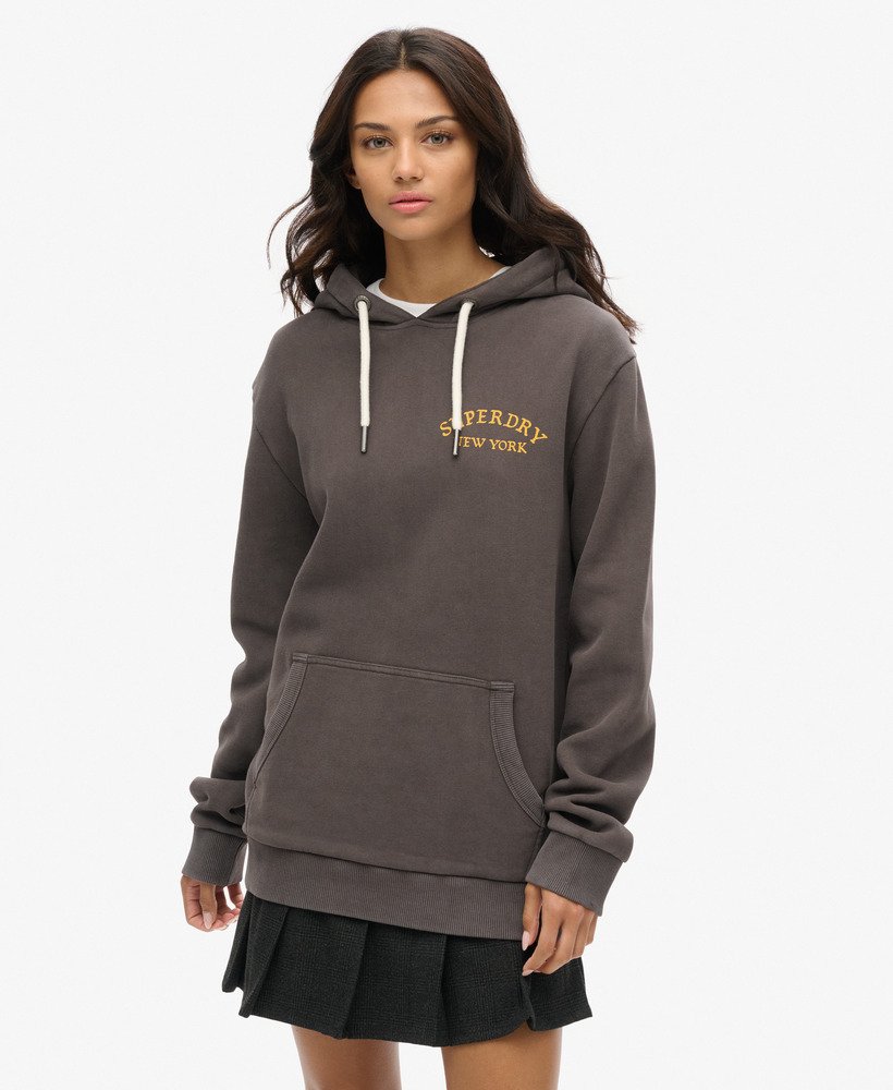 bluza z kapturem oversize z nadrukiem na plecach w kolorze vintage black