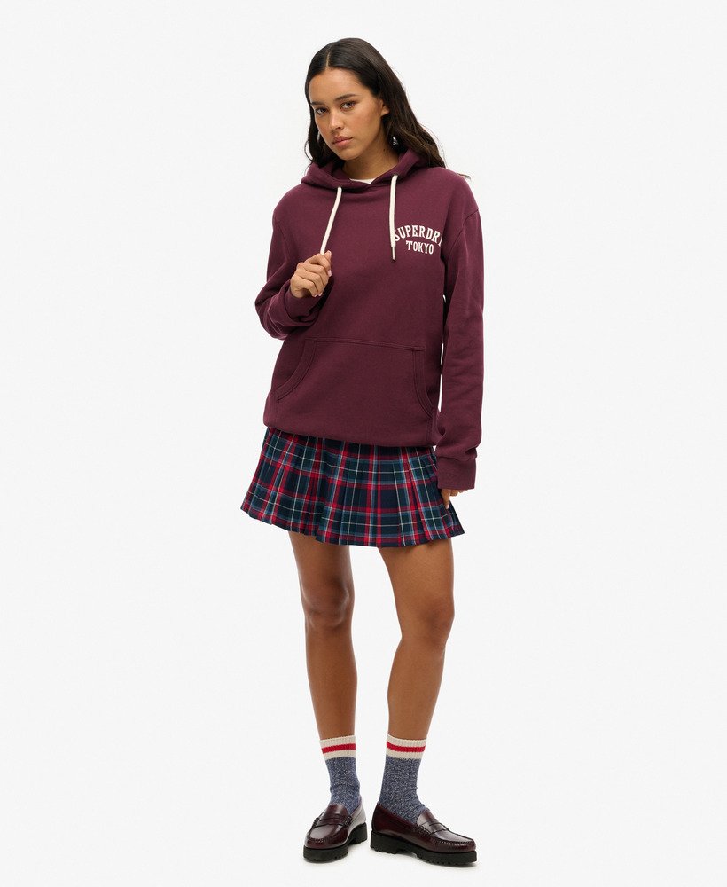 bluza z kapturem oversize z nadrukiem na plecach w kolorze fioletowo-fiołkowym