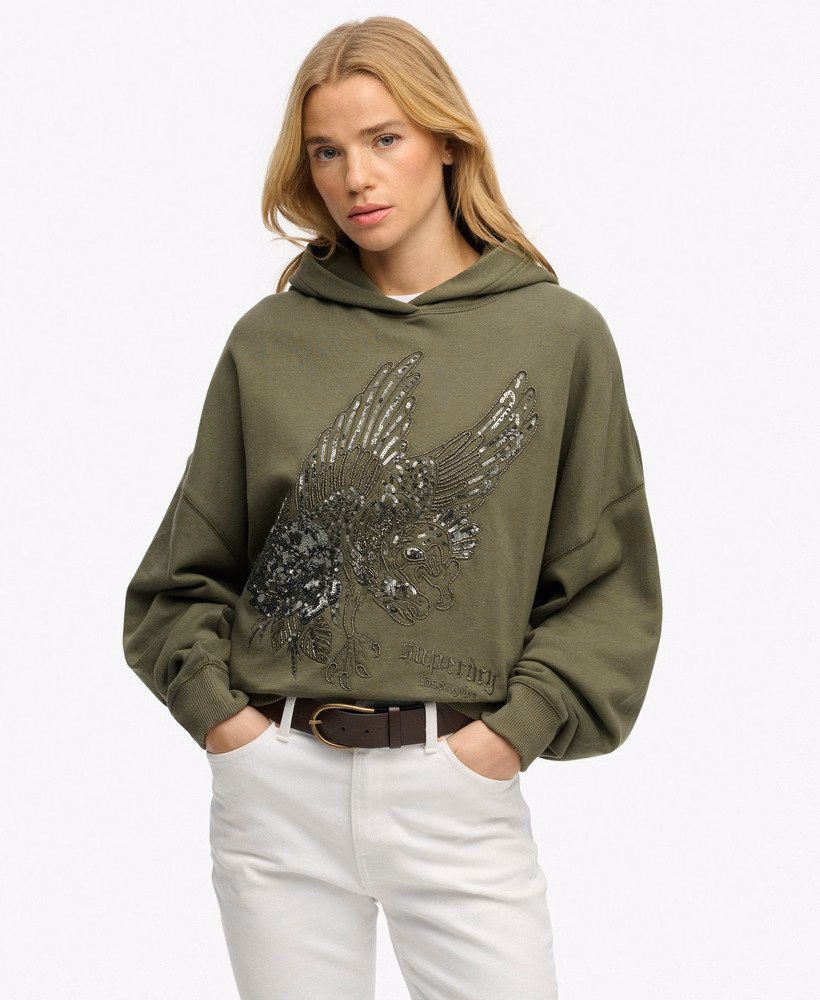 Bluza z kapturem oversize z tatuażem