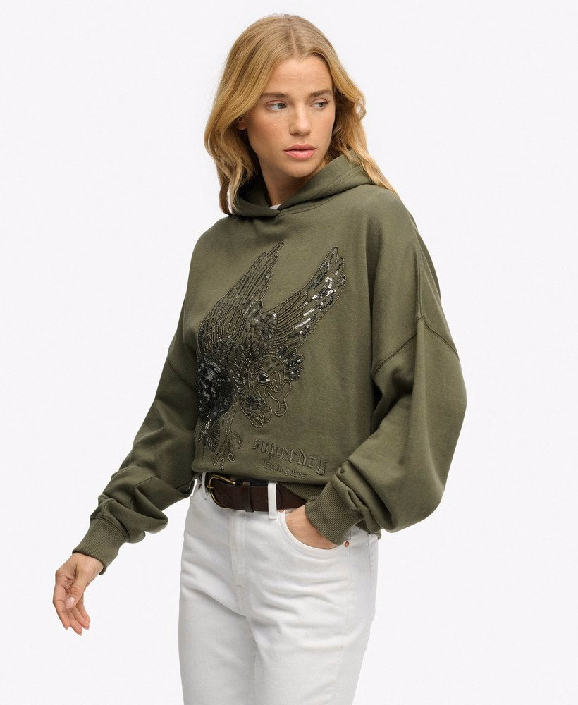 Bluza z kapturem oversize z tatuażem