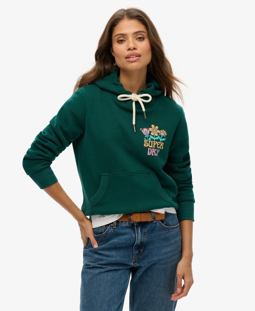 bluza z kapturem summer garden w kolorze gŁĘbokiego morska