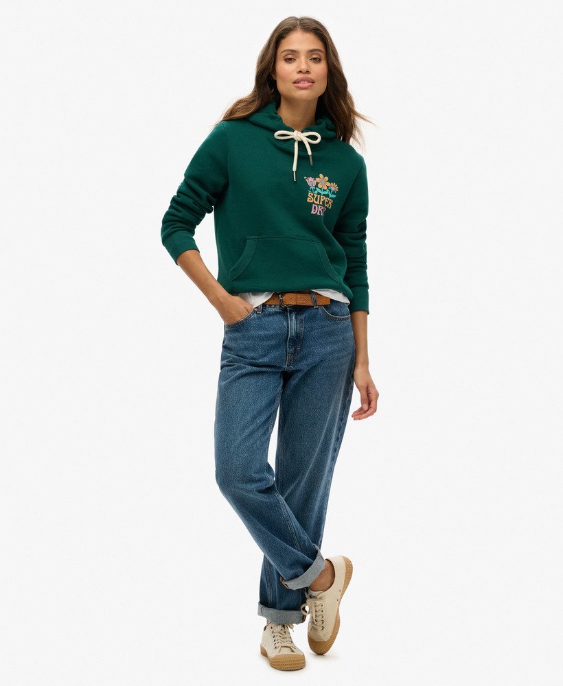 bluza z kapturem summer garden w kolorze gŁĘbokiego morska