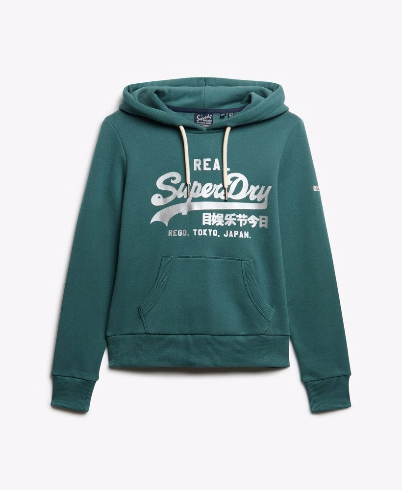 Bluza z kapturem z metalicznym logo w stylu vintage