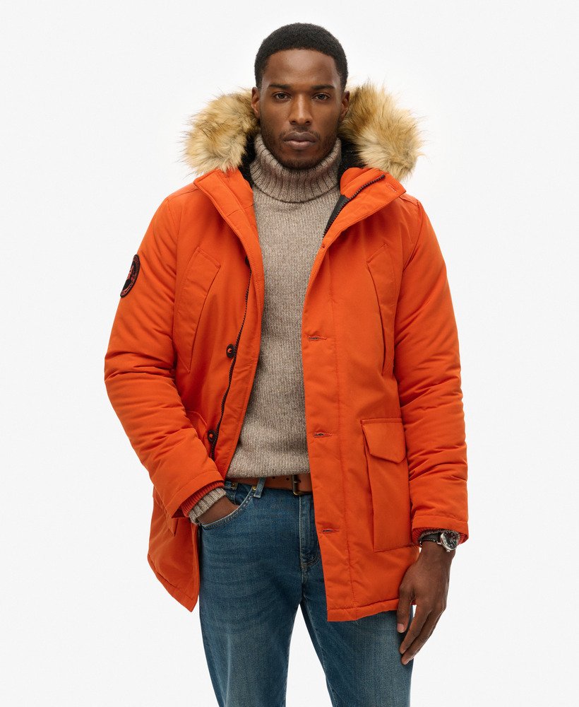 parka z kapturem everest ze sztucznego futra w kolorze puree z dyni