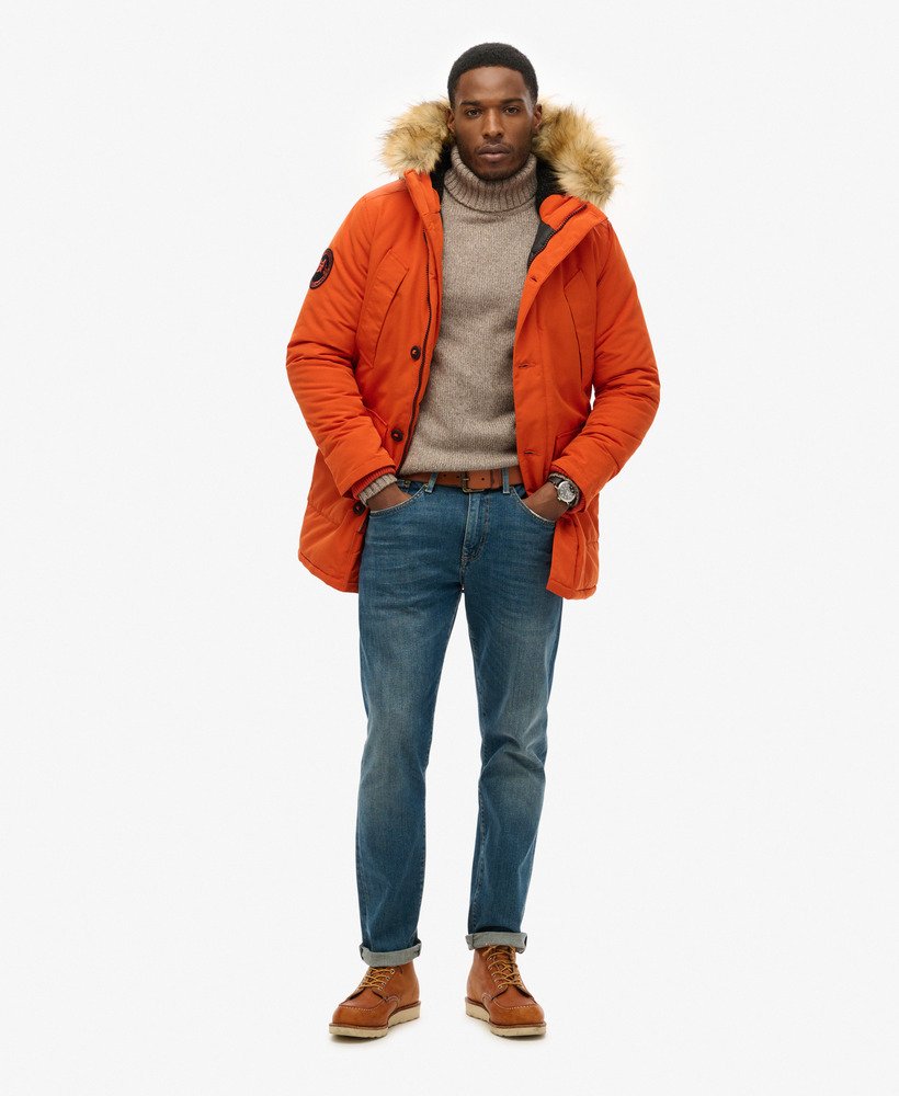 parka z kapturem everest ze sztucznego futra w kolorze puree z dyni