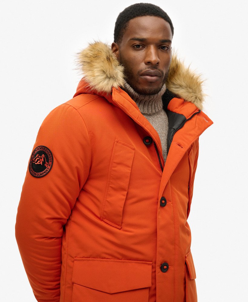 parka z kapturem everest ze sztucznego futra w kolorze puree z dyni