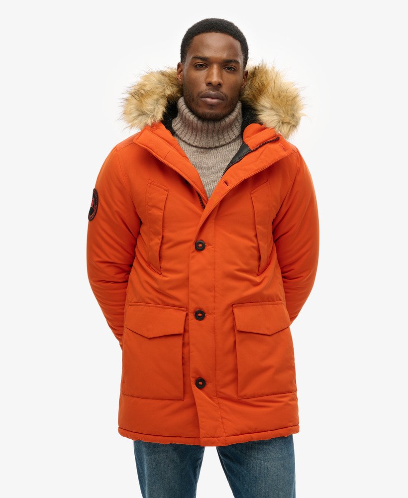 parka z kapturem everest ze sztucznego futra w kolorze puree z dyni