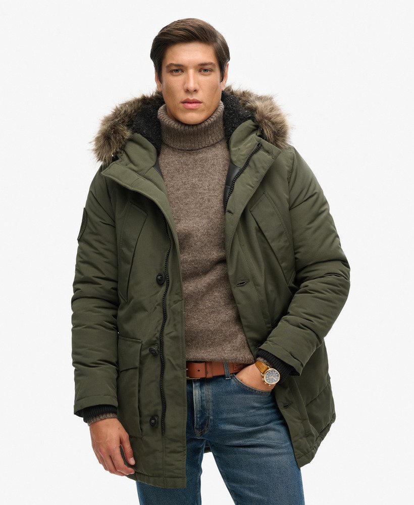 parka z kapturem everest ze sztucznego futra w kolorze oliwkowym surplus goods