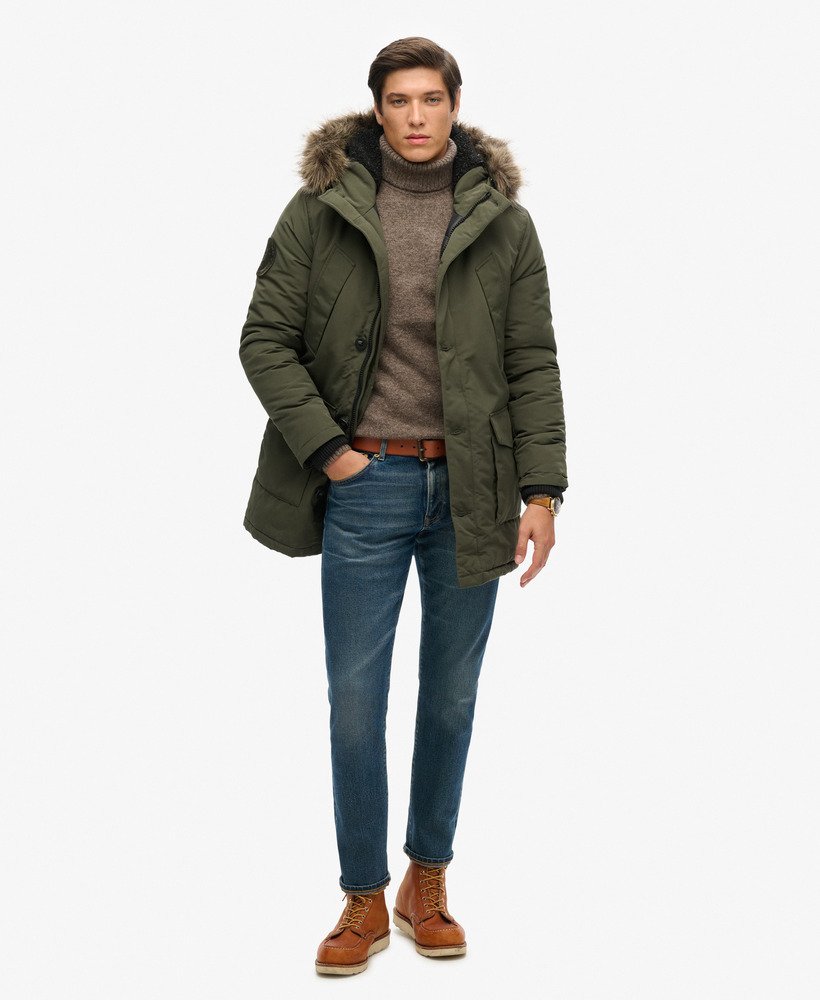 parka z kapturem everest ze sztucznego futra w kolorze oliwkowym surplus goods