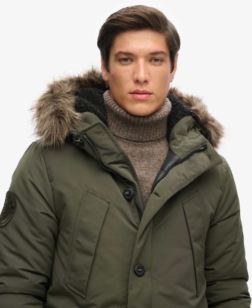 parka z kapturem everest ze sztucznego futra w kolorze oliwkowym surplus goods