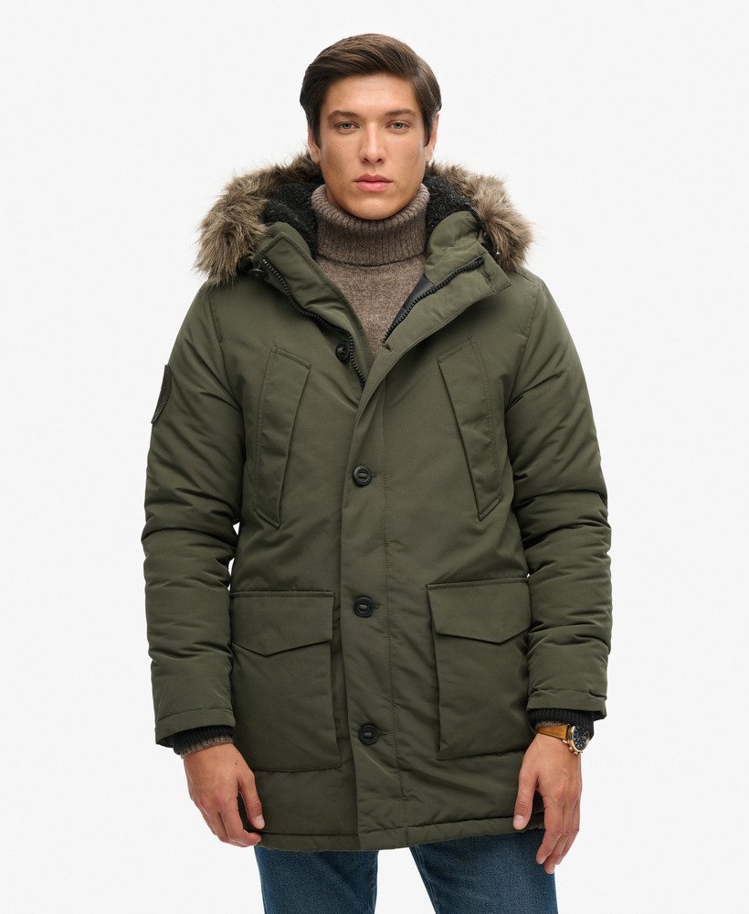parka z kapturem everest ze sztucznego futra w kolorze oliwkowym surplus goods