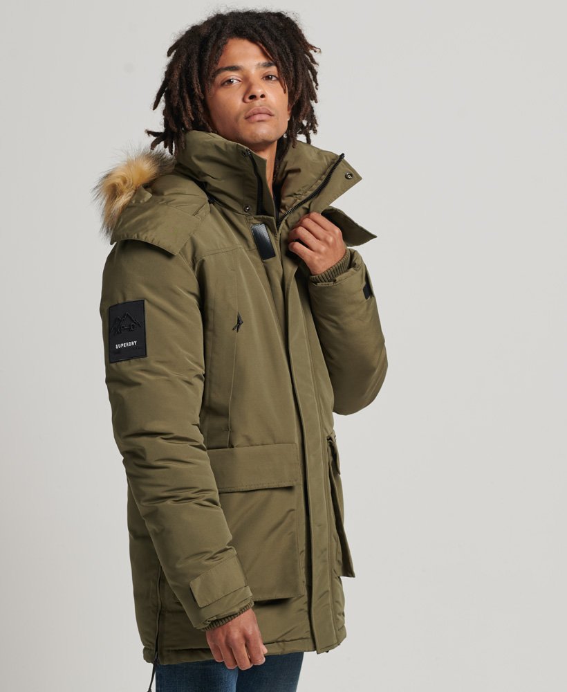 kurtka parka everest z kapturem ze sztucznego futra w kolorze spranego khaki