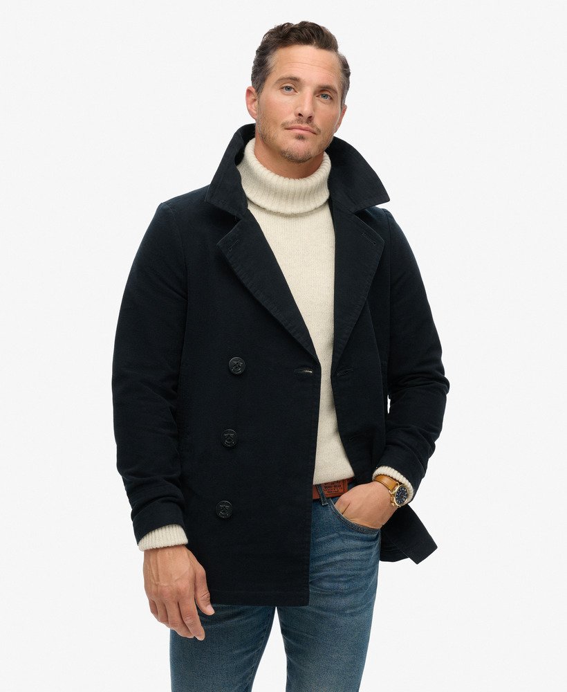 sklep kupiecki - płaszcz typu peacoat z moleskinu w kolorze ink