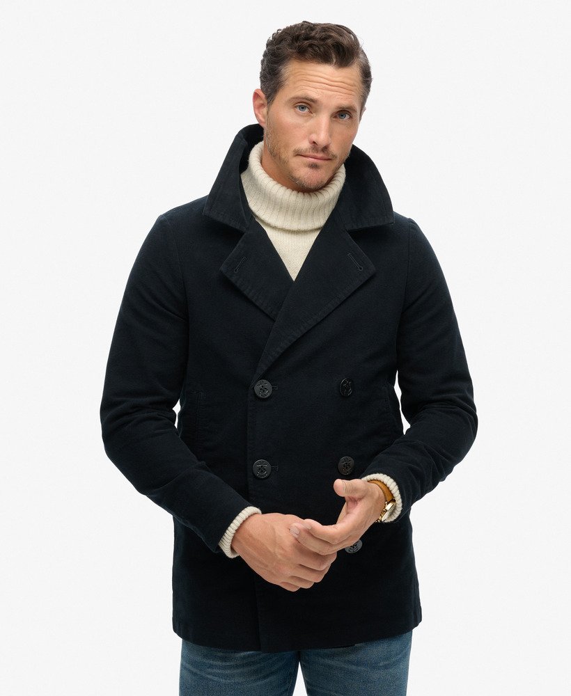 sklep kupiecki - płaszcz typu peacoat z moleskinu w kolorze ink