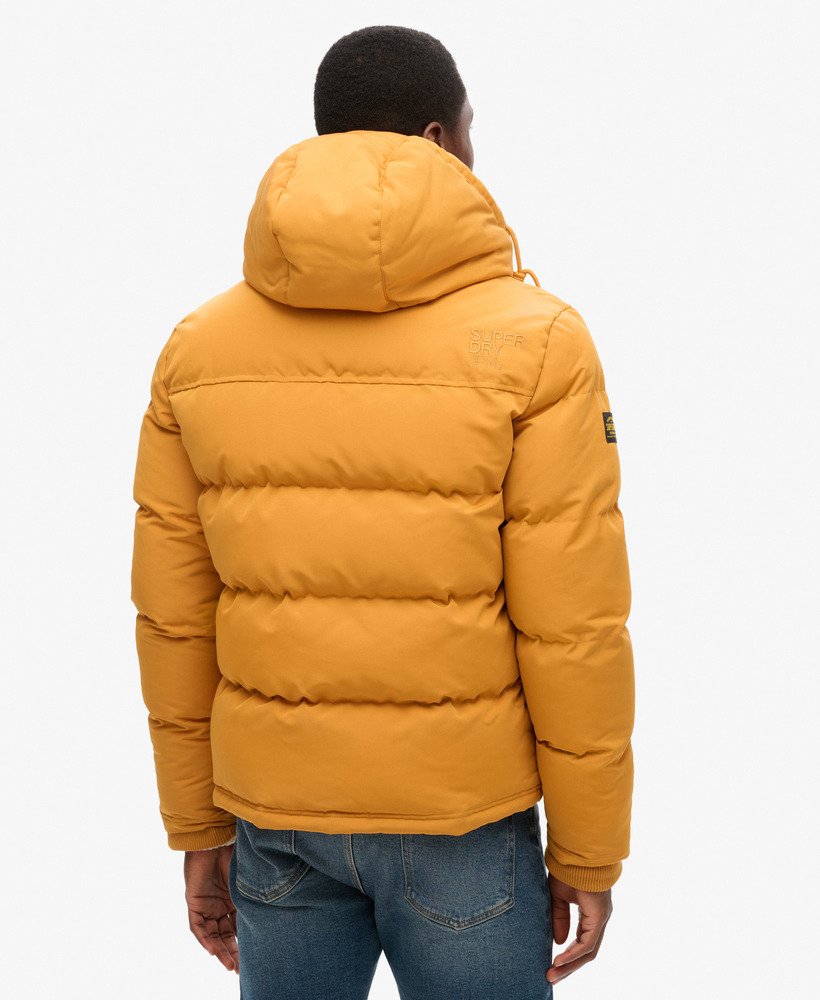 kurtka puchowa everest short z kapturem w kolorze musztardowymgranatowym emb