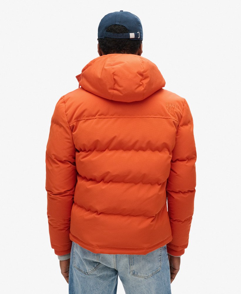 kurtka puchowa everest short z kapturem w kolorze puree dyniowo-pomarańczowym
