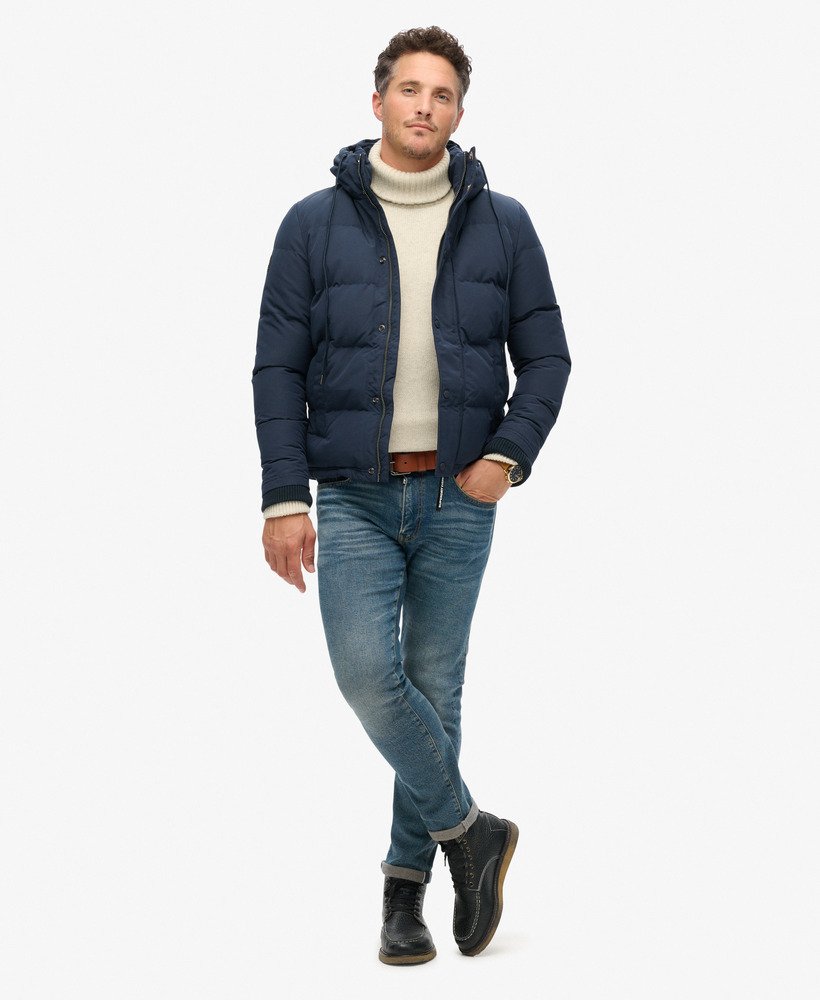 kurtka puchowa everest short z kapturem w kolorze nordic chrome navy