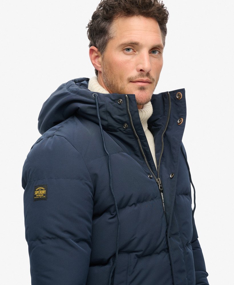 kurtka puchowa everest short z kapturem w kolorze nordic chrome navy