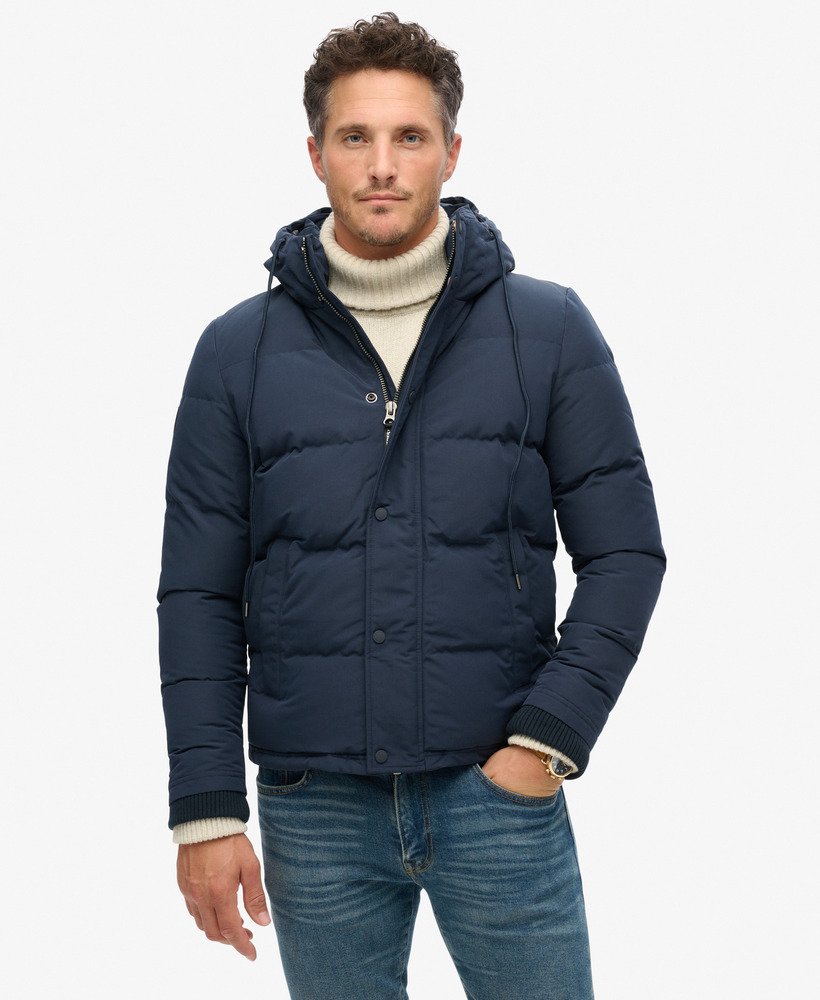 kurtka puchowa everest short z kapturem w kolorze nordic chrome navy