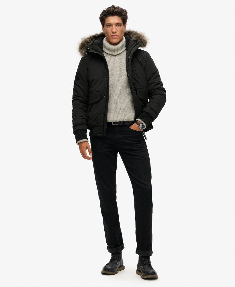 kurtka typu bomber z kapturem everest puffer w kolorze jet black