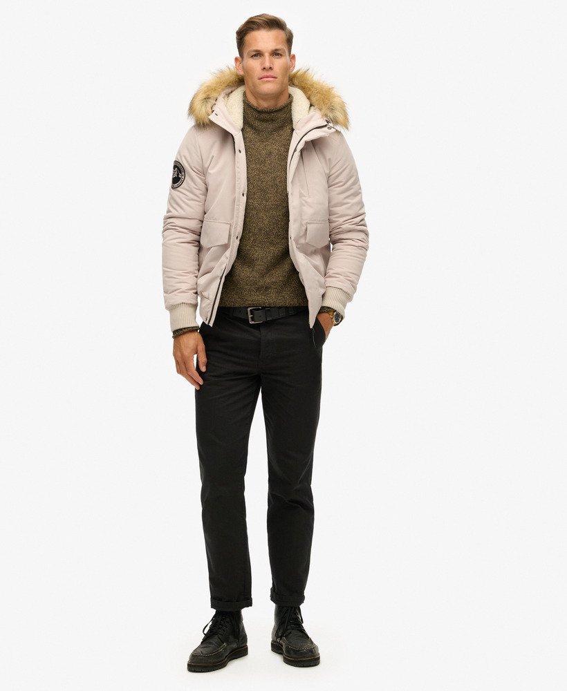 kurtka typu bomber z kapturem everest puffer w kolorze chateau gray