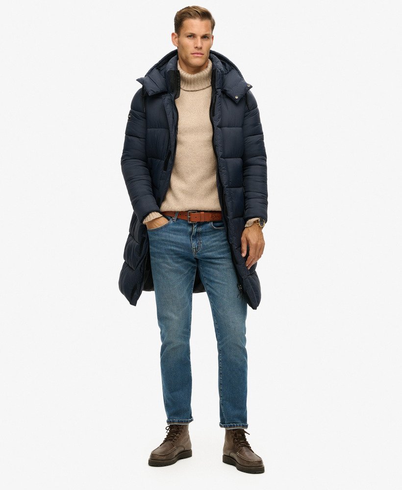 kurtka puchowa ripstop longline w kolorze eclipse navy grid