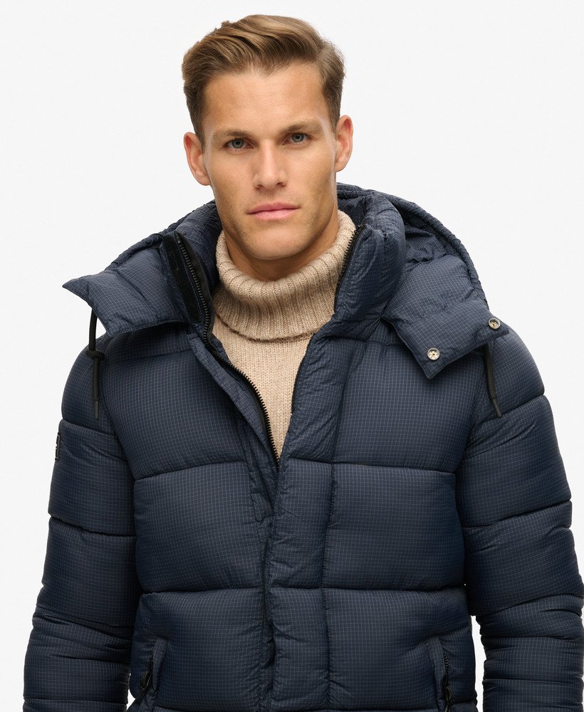 kurtka puchowa ripstop longline w kolorze eclipse navy grid