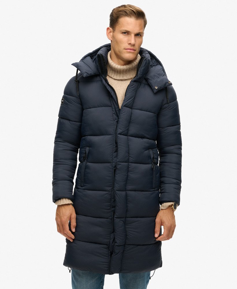 kurtka puchowa ripstop longline w kolorze eclipse navy grid