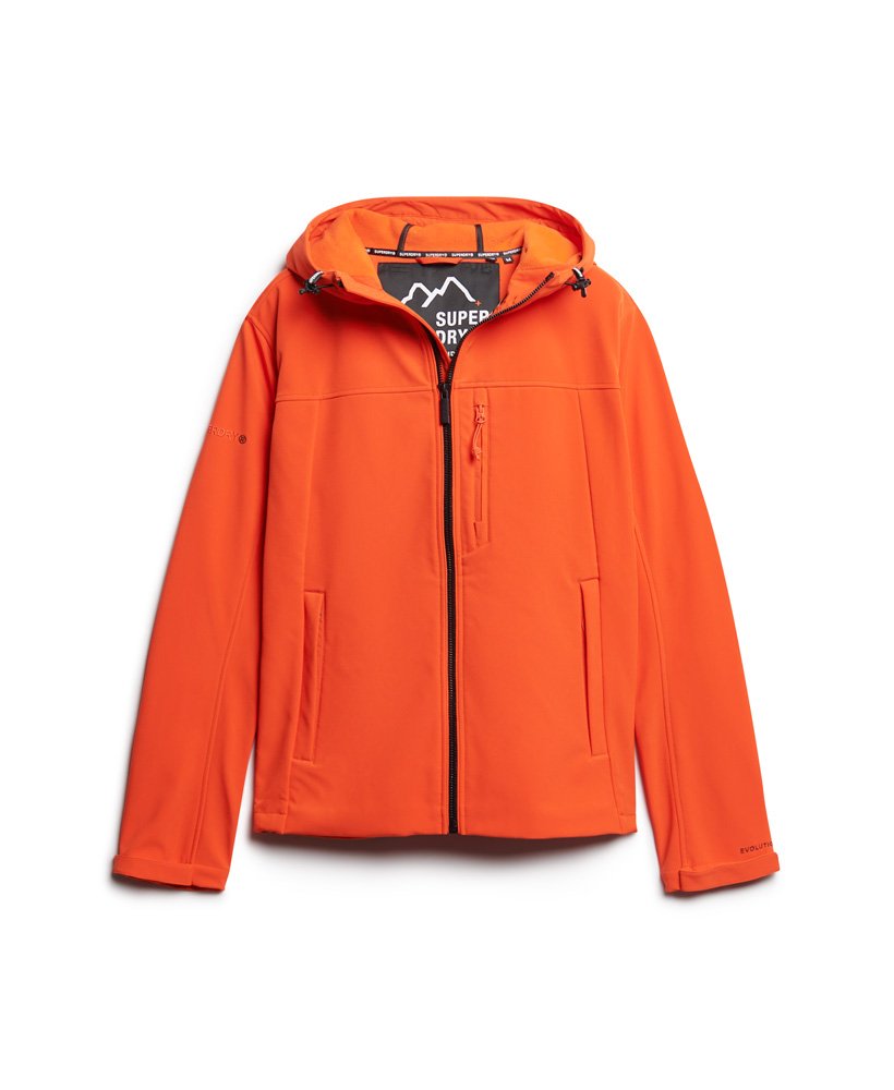 kurtka typu softshell z kapturem i podszewką z polaru w intensywnym pomarańczowym kolorze