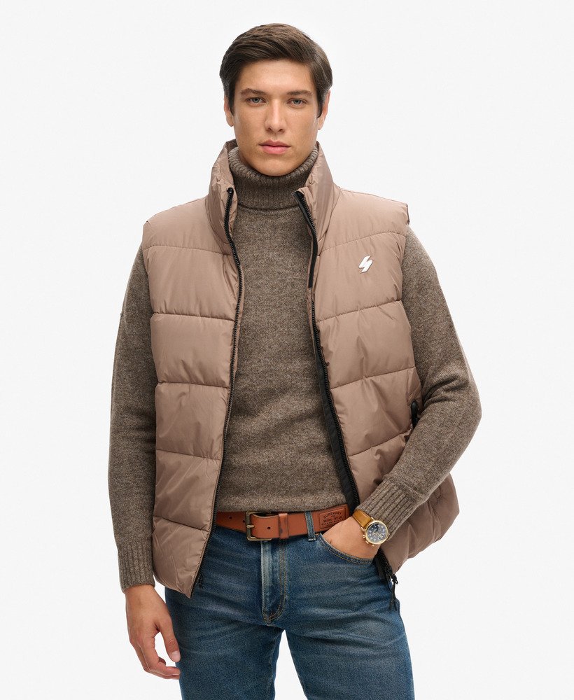 sportowa pikowana kamizelka w kolorze fossil brown