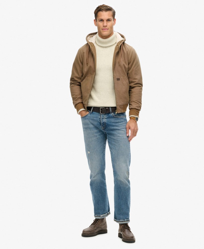 kurtka bomber z kapturem w stylu vintage w kolorze denim co tobacco