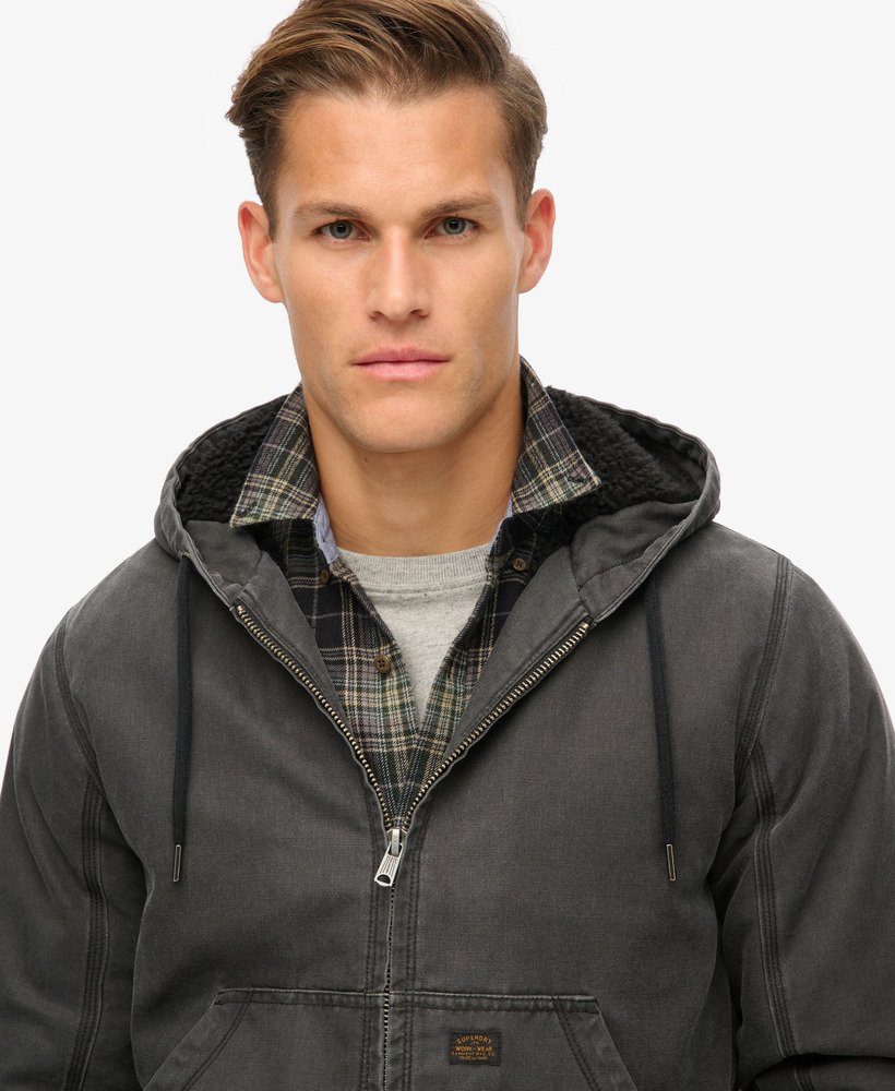 kurtka bomber z kapturem vintage workwear w kolorze bison black