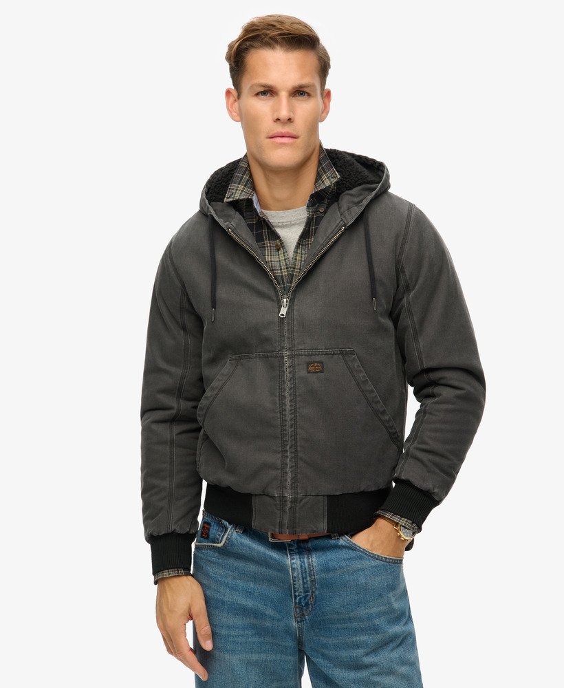 kurtka bomber z kapturem vintage workwear w kolorze bison black
