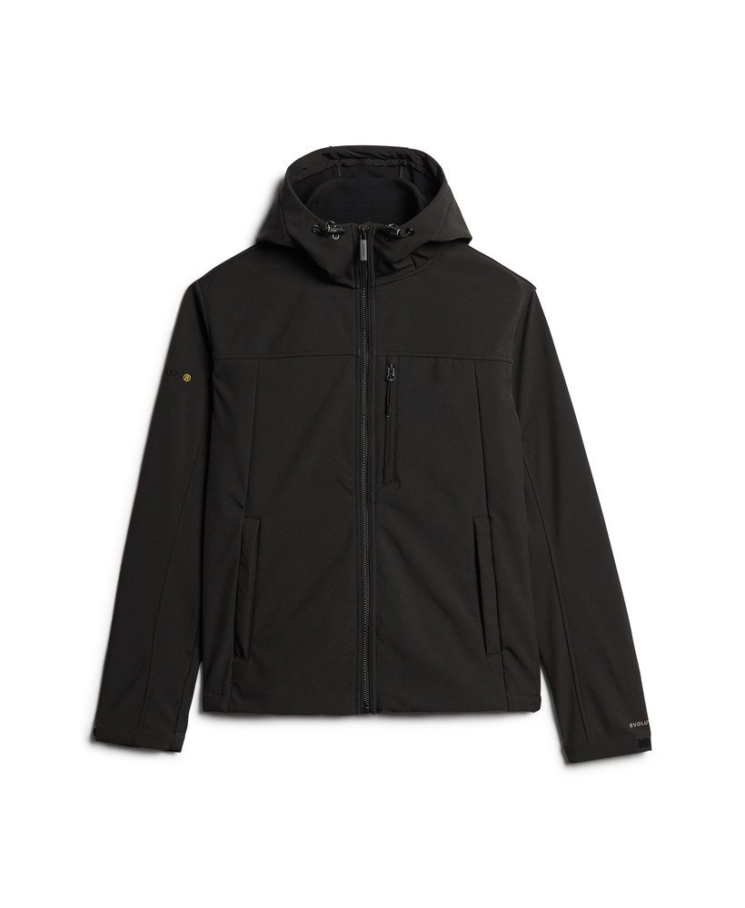 kurtka trekker z kapturem soft shell w kolorze czarnym