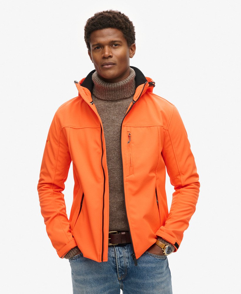 kurtka trekker z kapturem soft shell w kolorze ognisto-pomarańczowym