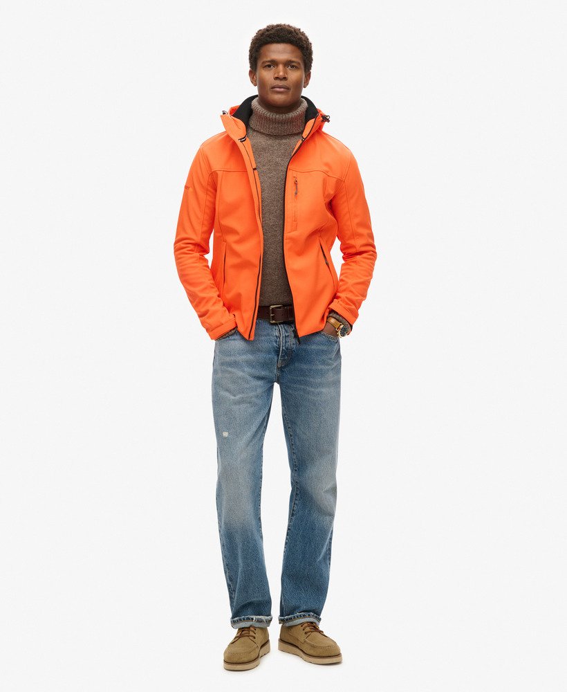kurtka trekker z kapturem soft shell w kolorze ognisto-pomarańczowym