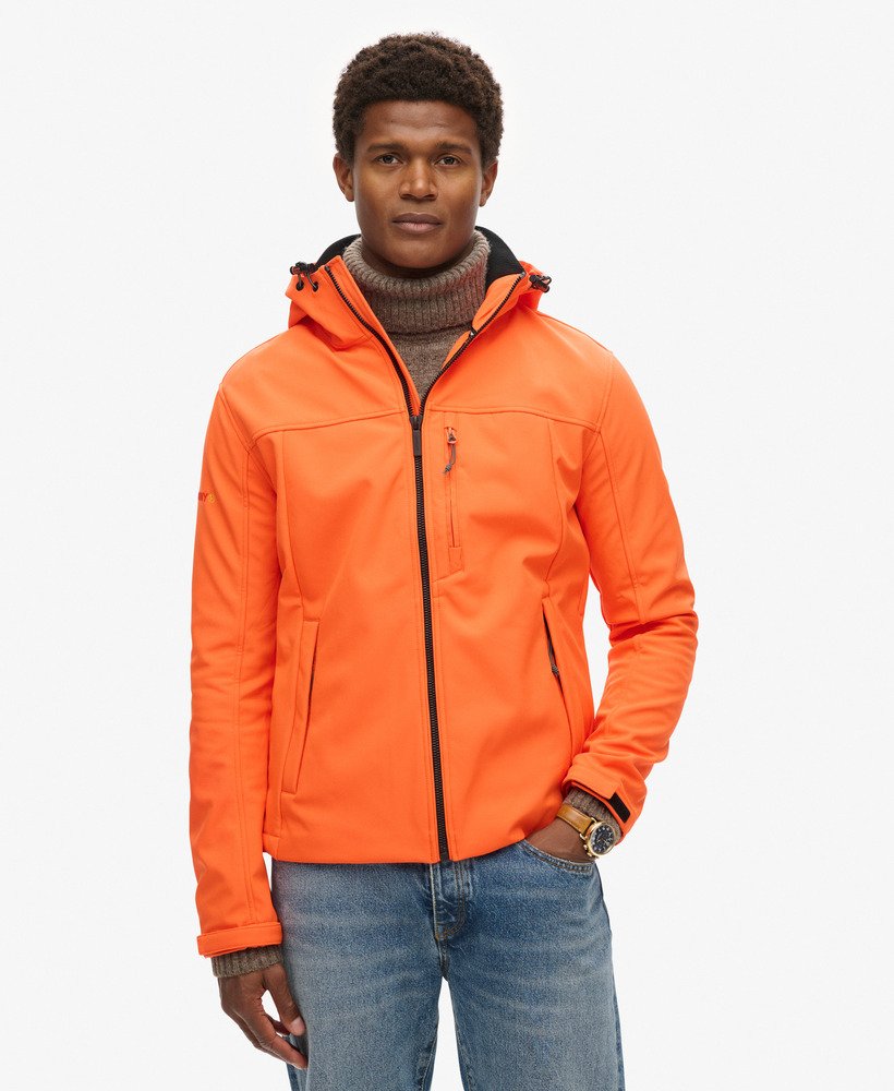 kurtka trekker z kapturem soft shell w kolorze ognisto-pomarańczowym