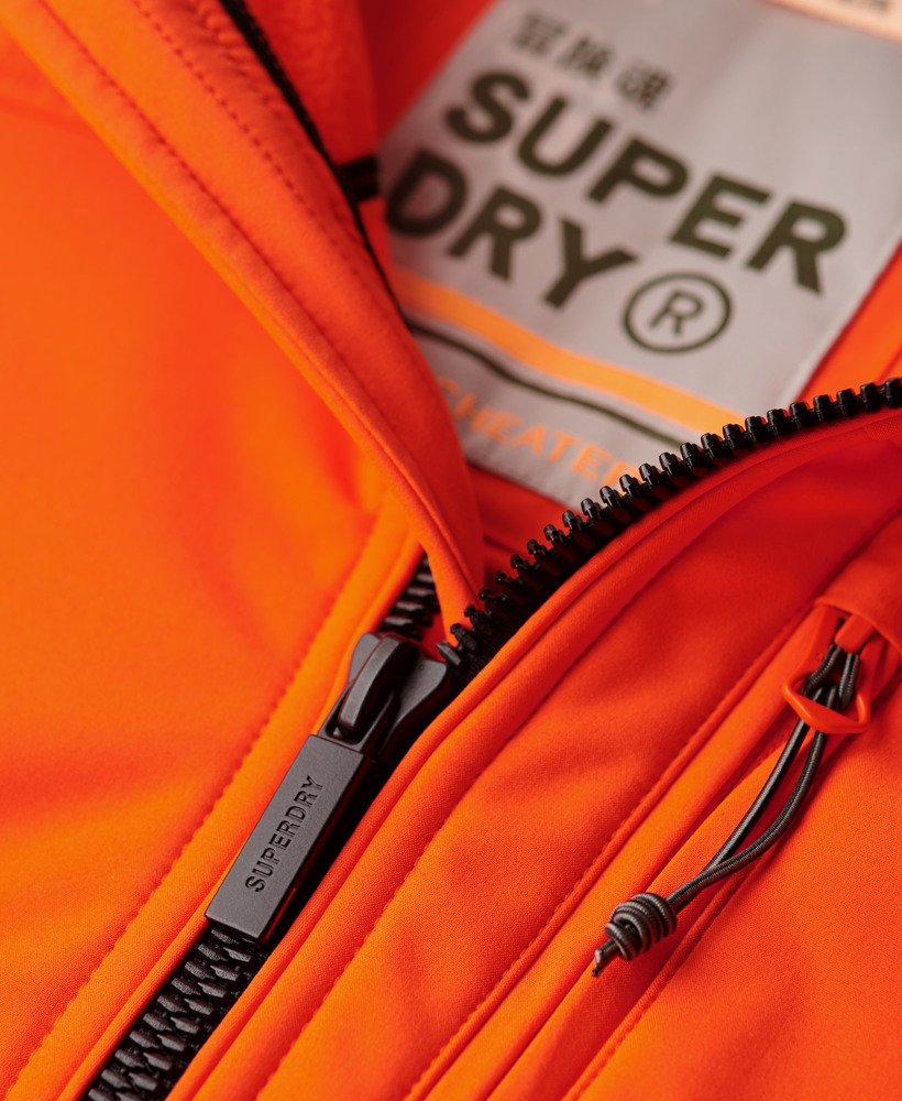 kurtka trekker z kapturem soft shell w kolorze ognisto-pomarańczowym